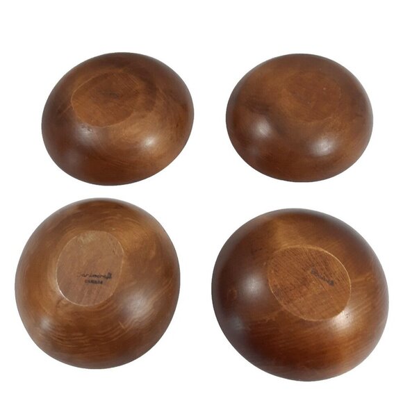Baribocraft Canada Vintage MCM Maple Wood Bowls Set 4 Collector Rustic Natural - Picture 3 of 4